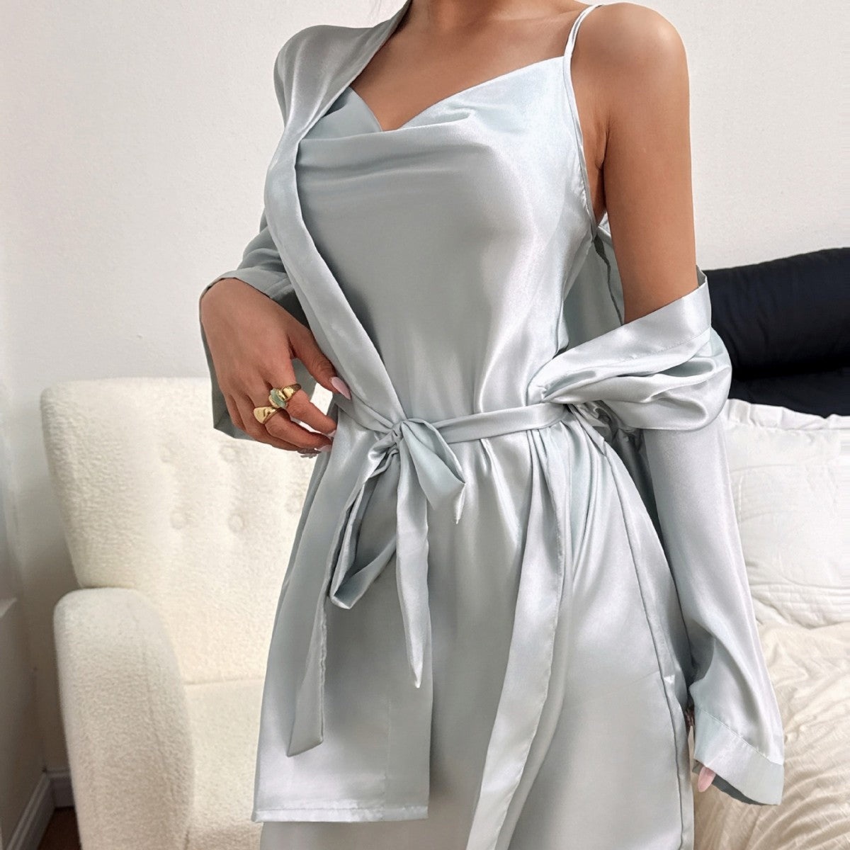 Pajama Set Home Wear Set Viscose Slip Dress Nightgown