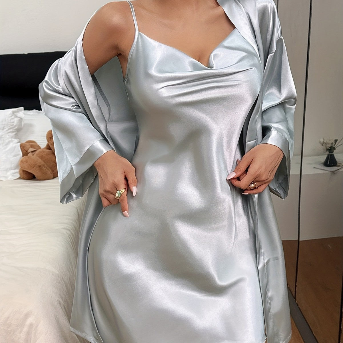 Pajama Set Home Wear Set Viscose Slip Dress Nightgown